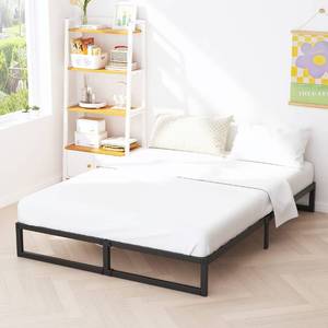 lot 17599 image: Richwanone 10 Inch King Size Bed Frame Metal Platform Mattress Foundation with Steel Slat Support, No Box Spring Needed, Easy Assembly, Black - Retail $90.86