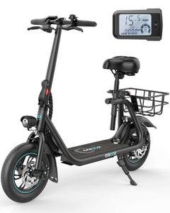 lot 17614 image: Gyroshoes C1 Electric Scooter with Seat and Basket, 450W High-Power Motor, 15.5 MPH Max Speed, Advanced Braking System, LCD Dashboard, Ideal for Adults, C1-G5G - Retail $378.16