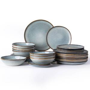 lot 41949 image: AmorArc Ceramic Dinnerware Sets,Handmade Reactive Glaze Plates and Bowls Set,Highly Chip and Crack Resistant  Dishwasher & Microwave Safe,Service for 8 Dishes Set (24pc) - Retail $146.53