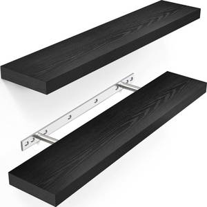 lot 41951 image: BAYKA Floating Shelves for Wall, 22.5 Wall Mounted Rustic Wood Shelves for Bathroom, Bedroom, Living Room, Kitchen, Office, Hanging Shelf for BooksStorageRoom Decor Capacity (Black, Set of 2)