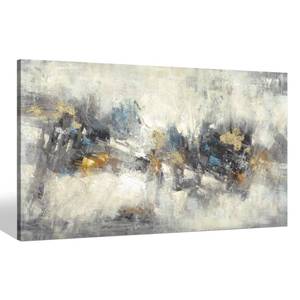 lot 41956 image: Sea Whisper Grey Abstract Canvas Wall Art Bedroom Modern Heavy Texture Painting Gold Foils Picture Colorful Artwork for Living Room Decor(20x40)