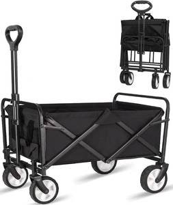 lot 41957 image: Collapsible Foldable Wagon, Beach Cart Large Capacity, Heavy Duty Folding Wagon Portable, Collapsible Wagon for Sports, Shopping, Camping (Black)