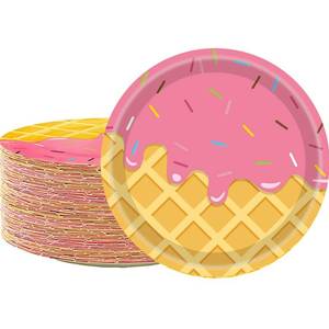 lot 45973 image: HSPAIDYP 50 Pcs Ice Cream Party Supplies Ice Cream Paper Plates,7 Ice Cream Dessert Plates Sweet One Popsicle Plates for Ice Cream Popsicle Themed Girls Ice Cream Birthday Party Decorations (pink)