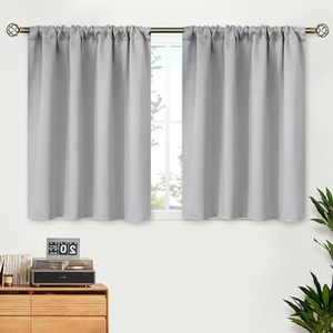 lot 45975 image: BGment Short Blackout Curtains 36 Inches Length - Rod Pocket Thermal Insulated Room Darkening Window Drapes for Kitchen Bedroom Bathroom, Light Grey, 2 Panels, 42 x 36 Inch