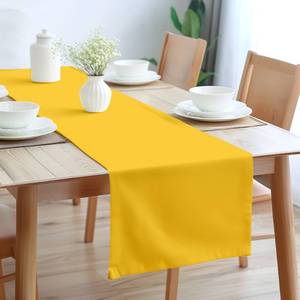 lot 45978 image: Encasa Table Runner 13x104 in Long  Cotton Canvas Fabric  Sunbeam Yellow Solid Color  Machine Washable & Durable