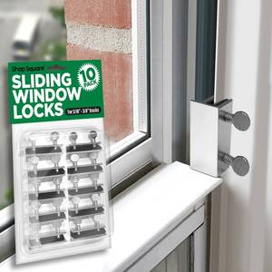 lot 45981 image: Window Locks, 10 Pack Window Locks for Vertical and Horizontal Windows, Sliding Window Locks, Adjustable Aluminum Window Stoppers, Window Security, No-Drill Install, Fits Tracks up to 316 Wide