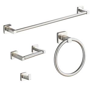 lot 45989 image: Brushed Nickel Bathroom Hardware Set 4 Pieces,Bathroom Accessories Set Stainless Steel Wall Mounted, Hand Towel Bar, Towel Ring, Robe Towel Hooks,Toilet Paper Holder,Towel Bar Set, 23.6 Inch��