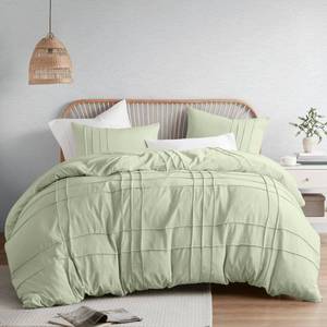 lot 45990 image: Comfort Spaces Sage Queen Size Duvet Cover Set - 3 Pieces Pintuck Pleated Duvet Cover Queen, All Season Lightweight, Extra Softness Pre-Washed Microfiber Queen Bedding Cover Shams, FullQueen