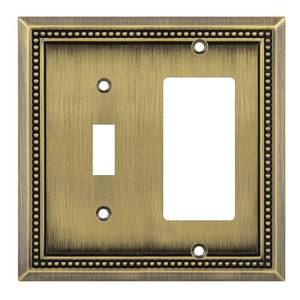 lot 45998 image: Henne Bery Sunken Pearls Decorative Wall Plate Switch Plate Outlet Cover (ToggleDecorator, Antique Brass)