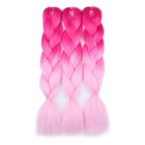 lot 48933 image: Ombre Braiding Hair (PinkLight Pink)3pcs Jumbo Braiding Hair Extension For Box Braids Twist 24 Inch Hot Water Seal Real Soft