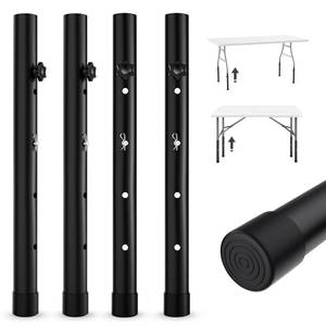 lot 48954 image: YUEYIN Table Leg Extensions for Straight LegBent Leg Folding Table, Metal Folding Table Leg Extenders, Reduces Stooped Work Improves Back Pain, 4 LevelsHeights Adjustable Risers (4 Pack)