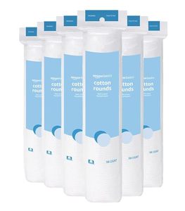 lot 48969 image: Amazon Basics Hypoallergenic 100% Cotton Rounds, 600 Count (6 Packs of 100)
