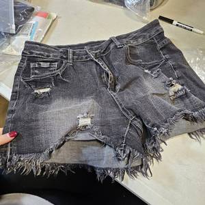 lot 48974 image: luvamia Women Casual High Waisted Denim Shorts Frayed Raw Hem Ripped Jeans Shorts