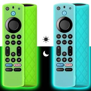 lot 48976 image: Pinowu Silicone Remote and Case (, Glow in The Dark) for Firestick 4K MaxToshibaInsigniaPioneerOmni (QLED) Series Alexa Voice Remote Enhanced wLanyard (Green  Turquoise)