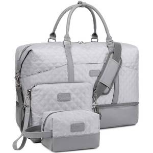 lot 43989 image: Weekender Bags for Women with Toiletry Bags Large Overnight Bags Travel Duffel Bag Carry On Shoulder Weekend Tote with Shoe Compartment for Girls Airplane Traveling