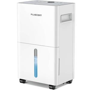 lot 21128 image: 1500 Sq.ft Dehumidifier for Basement, PlUSCENT 21 Pints Quiet Dehumidifiers for Home, Large Room, Bedroom with Drain Hose, Smart Humidity Control & Monitor, 3 Operation Modes, 24H Timer, Auto Defrost - Retail $153.47