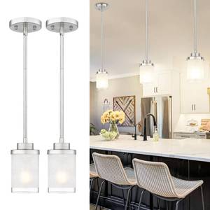 lot 21139 image: TENGXIN Modern Pendant Light for Kitchen Island, Brushed Nickel Hanging Ceiling Light Fixture,Farmhouse Pendant Lighting for Dining Room Bedroom Bar Office 2Pack,TXPLBN01-2PK