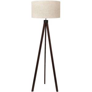 lot 21162 image: LEPOWER Wood Tripod Floor Lamp, Mid Century Standing Lamp, Modern Design Studying Light for Living Room, Bedroom, Study Room and Office, Flaxen Lamp Shade with E26 Lamp Base Walnut
