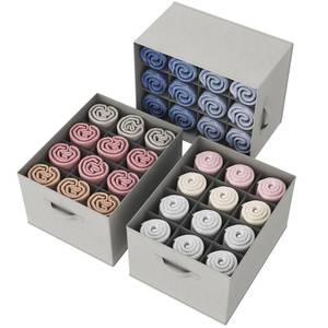 lot 21164 image: Lifewit Jeans Organizer for Closet, Large Size Pants Storage Bins 12 Cell, Foldable Clothes Drawer Organizer for Sweater, Towel, T-shirts, Dress, Stackable Wardrobe Shelf Dividers Box, 3 Packs