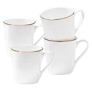 lot 21167 image: Fine Bone China Coffee Mugs Set of 4, 45% Bone Content 10oz Porcelain Lightweight White Ceremic Tea Cups with Handle for Drinks Cappuccino, Cocoa, Milk, Latte Mocha, Moonlight(Gold Line)Microwave Safe