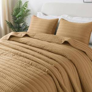 lot 21172 image: Pumpkin Yellow King Size Quilt Bedding Sets with Pillow Shams, Mustard Lightweight Soft Bedspread Coverlet, Quilted Blanket Thin Comforter Bed Cover for All Season, 3 Pieces, 104x90 inches