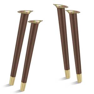 lot 21201 image: Table Legs 16 inch Wood Furniture Legs with Metal Edge for Coffee Table End Table Mid-Century Modern Style Tapered Round DIY Furniture Legs Accessories Included, Gray Walnut