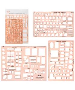 lot 21207 image: Mr. Pen- House Plan, Interior Design and Furniture Templates, Drafting Tools and Ruler Shapes for Architecture - Set of 3