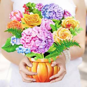 lot 21208 image: Airpark Paper Flower Pop Up Cards, Christmas Flower, Paper Flowers 3D Greeting Cards with Blank Note Card & Envelope, 12 Pumpkin Harvest Rose Hydrangea for Birthday Gifts for Women Kids