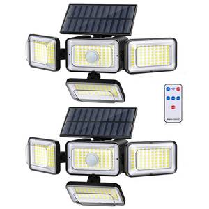 lot 21211 image: Mokot Solar Lights Outdoor, 288 LED 2800LM Solar Motion Sensor Outdoor Lights with Remote Control, 4 Heads lP65 Waterproof Solar Flood Security Lights for Outside Patio Wall -2PACK