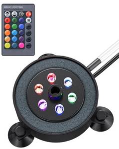 lot 21213 image: Pawfly Aquarium Air Bubble LED Light Fish Tank Underwater Bubbler Light Aquarium Air Stone Disc with 4 Lighting Modes & 16 Color Changing Effects Multi-Colored Bubbling Light for Fish Tank Decoration