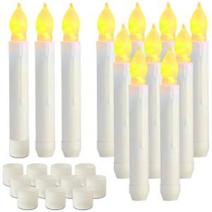 lot 21217 image: Raycare 12 Pcs LED Flameless Taper Candles, NO Remote, Hanging Floating Candles, Battery Operated Candlesticks with Warm Flickering Light, 6.5 inches Fake Candles for Halloween Party Christmas Decors