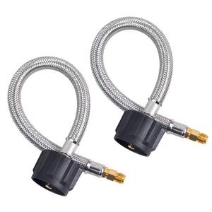 lot 21224 image: SHINESTAR 15-Inch RV Propane Hose with Gauge for 5-40lb Tanks, Camper Propane Hose for 2-Stage Auto Changeover Regulator, 14-Inch Inverted Male Flare x QCC-1, 2-Pack