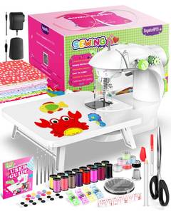 lot 21228 image: Royalsellpro Mini Sewing Machine with 123 Pcs Sewing Kit for Beginners, Dual Speed Portable Sewing Machine with Light and Finger Guard, Electric Sewing Machine Suitable for Household, Travel
