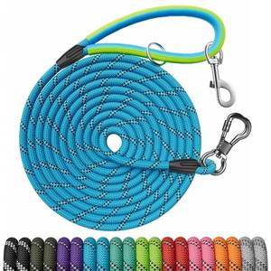 lot 21229 image: NTR Dog Rope Leash, 15FT Puppy Recall Training Lead, with 2 Swivel Hooks, Reflective Threads and Comfortable Handle, Puppy Leash for Walking, Hunting, Camping, Backyard for Small Medium and Large Dogs