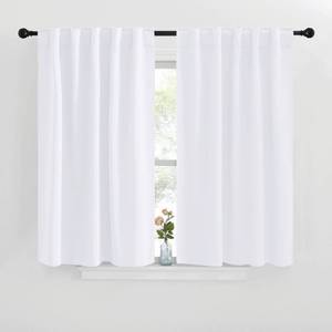 lot 21240 image: NICETOWM Window Treatment Curtain Panels - (White Color) W42 x L40, 2 Pieces, Semi Blackout Window Treatment Drape Panel for Kids Bedroom
