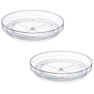 lot 21261 image: 2 Pack 9 Inch Clear Acrylic Lazy Susan, Non-Skid Turntable Organizer for Cabinet, Kitchen, Pantry Organization Storage, Refrigerator, Vanity Makeup, Bathroom Countertop Organizing, Rotating Spice Rack