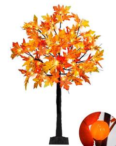 lot 21264 image: unlemoni 4 FT 48 LED Lighted Maple Tree Fall Thanksgiving Decor Light Up Fall Artificial Maple Tree with 12 Pumpkin Lights Timer 8 Flashing Modes for Autumn Harvest Indoor Outdoor Decoration