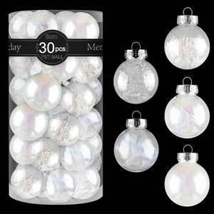 lot 21273 image: 60MM2.36 Clear Plastic Christmas Ball Ornaments, 30pcs Shatterproof White Christmas Decorations, Christmas Ornaments Set for Xmas Tree Decorations Wedding Holiday Party Home Decor