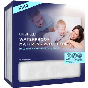 lot 21276 image: UltraBlock Ultra Plush Premium Waterproof Mattress Protector (Split King) �� Ultra Soft, Breathable, Vinyl Free, Noiseless Mattress Cover, Fitted Style with Deep Pockets (15-18)