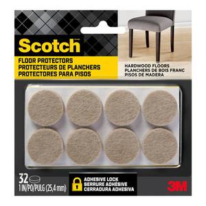 lot 21307 image: Scotch Felt Pads 32 PCS Beige, Felt Furniture Pads for Protecting Hardwood Floors, 1 Round, Easy-to-apply, Self-Stick design, Reliable protection from nicks, dents and scratches (SP802-NA)