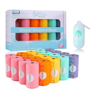 lot 21313 image: USBOO Diaper Bags Disposable for Baby, 20 Refill Rolls300 Bags Waste Bags with Dispenser, Convenient and Quick Diaper Disposal, Rainbow