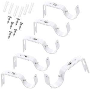 lot 21326 image: 6 Pieces Curtain Rod Brackets General Adjustable Curtain Rod Holder Wall Bracket Hooks Outside Mounted Blinds Curtain Rod Bracket with Screws for 1 Inch Diameter Curtain Rod (White)