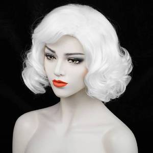 lot 21359 image: Short White Curly Wig Women Adult Mrs Claus Wig 1920s Wig Finger Wave Wig Flapper Wig Old Lady Wig  Wig Cap for Halloween Costume Cosplay