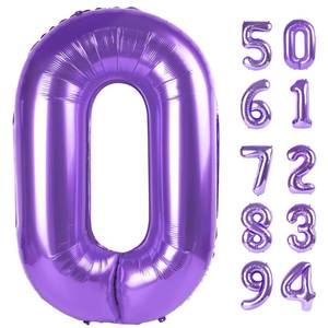 lot 21361 image: Purple Number Balloon 40 Inch, 0 Number Balloons, 10 20 30 40 50 Numbers Balloon Birthday Decorations, Purple Party Supplies for Girls Women Adults