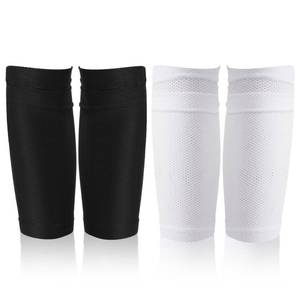 lot 21364 image: 2 Pairs Soccer Shin Guard Covers, Shin Pads Socks Soft Breathable Soccer Sock Sleeves Shin Pads Holders Soccer Shin Guard Sleeves for Kids Teenagers Adults Beginners Youth (Black & White)