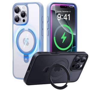 lot 21371 image: CASEKOO Designed for iPhone 16 Pro Case with Magnetic Invisible Stand Military Drop Protection Compatible with MagSafe Shockproof Slim Translucent Matte Case 6.3 2024, Light Blue