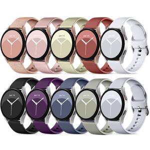 lot 21379 image: DaQin 10 Pack Bands Compatible with Samsung Galaxy Watch 7654 40mm 44mmWatch 6 Classic 43mm 47mmWatch 5 Pro 45mmWatch 4 ClassicActive 2 Band, 20mm Soft Silicone Sport Strap Wristbands Women Men