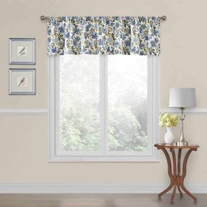 lot 21380 image: Waverly Traditions Navarra Farmhouse Scalloped Rod Pocket Valance for Windows in Bedroom, Kitchen, or Living Room, 52 x 16, Porcelain