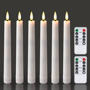 lot 21385 image: Homemory 6.7 inches Flameless Taper Candles with Remote Timer Dimmer, Led Flameless Candlesticks Short Taper Candles, Flickering Battery Operated Candlesticks for Xmas Wedding Home Decor, White, 6 Pcs