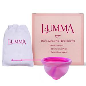 lot 21403 image: LUMMA Menstrual Disc  Includes Carrying Pouch and Silicone String for Easy Removal  Comfortable & Sustainable Choice to Tampons  Reusable Medical Grade Silicone, Leak-Proof  Pink Love, High-Cervix